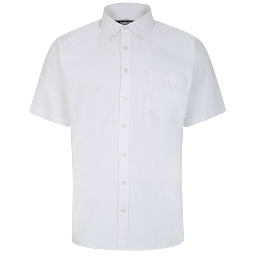 Bigdude Button Down Oxford Short Sleeve Shirt White Tall | BigDude