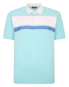 Bigdude Contrast Collar Striped Polo Shirt Turquoise