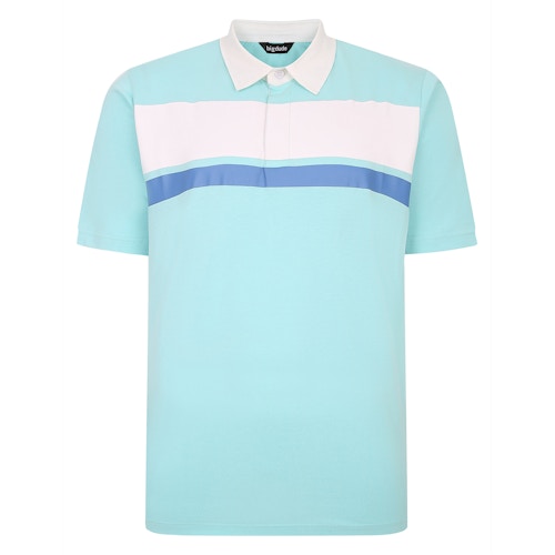 Bigdude Contrast Collar Striped Polo Shirt Turquoise