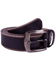Simon Leather Belt With Contrast Stitch Black