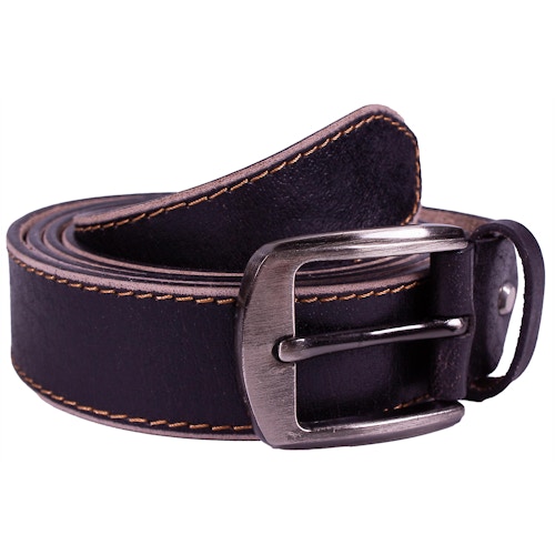 Simon Leather Belt With Contrast Stitch Black