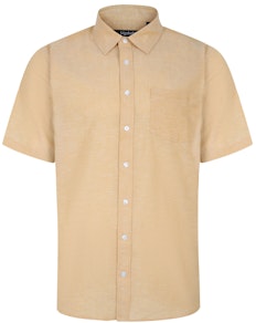 Bigdude Linen Blend Summer Short Sleeve Shirt Sand Tall