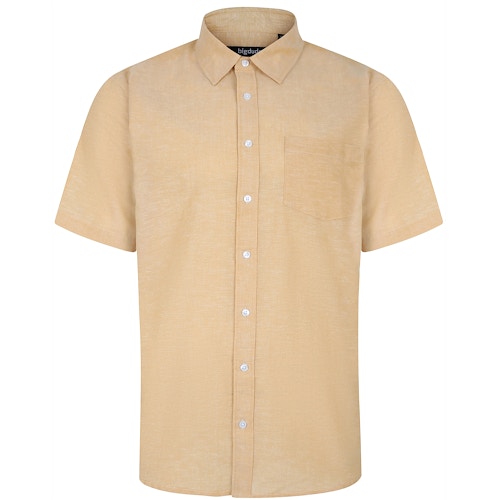 Bigdude Linen Blend Summer Short Sleeve Shirt Sand Tall