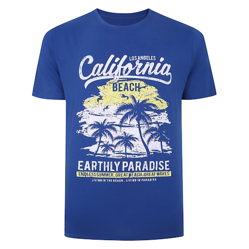 Bigdude California Print T-Shirt Royal Blue Tall