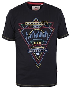 D555 Taunton NYC Neon-Print-T-Shirt Marineblau