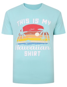 Bigdude Hawaiian Print T-Shirt Turquoise