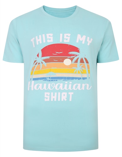Bigdude T-Shirt mit Hawaii-Print, Türkis
