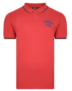 Bigdude 'Adventure Weekend Is Calling' Chest Print Polo Shirt Pepper Red