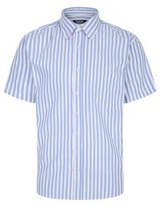 Bigdude Short Sleeve Striped Summer Shirt Blue Tall
