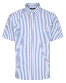 Bigdude Short Sleeve Striped Summer Shirt Blue Tall
