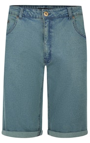 Bigdude Coloured Stretch Denim Shorts Washed Turquoise