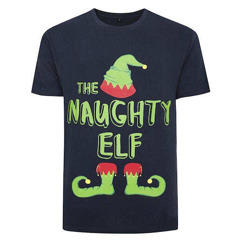 Bigdude The Naughty Elf Print T-Shirt Navy