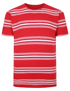 Bigdude T-Shirt aus reiner Baumwolle mit Streifen, Rot, Groß