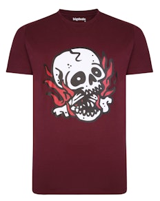 Bigdude Skull And Flames T-Shirt Burgund