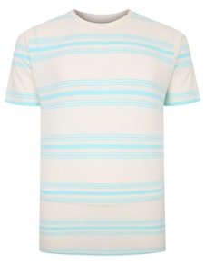 Bigdude – Gestreiftes T-Shirt aus reiner Baumwolle, Cremefarben, Tall