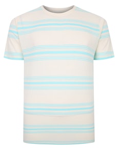 Bigdude – Gestreiftes T-Shirt aus reiner Baumwolle, Cremefarben, Tall