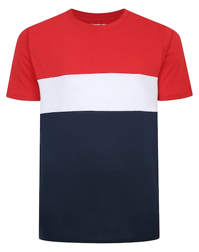 Bigdude Striped Cut & Sew T-Shirt Red