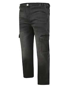 Bigdude Elasticated Waist Cargo Jeans Smoke Grey