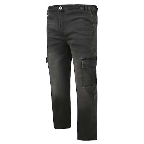 Bigdude Cargo Jeans mit Stretch Bund Grau