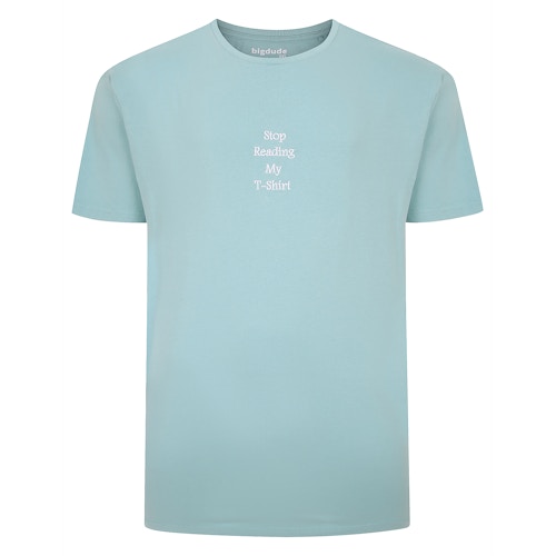 Bigdude Slogan Embroidered T-Shirt Washed Turquoise Tall
