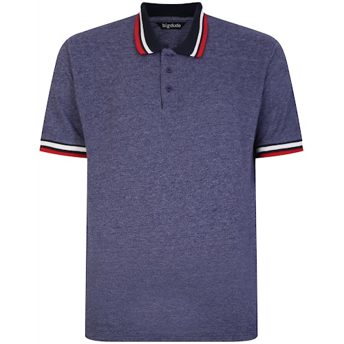 Bigdude Two Tone Contrast Polo Shirt Navy Tall
