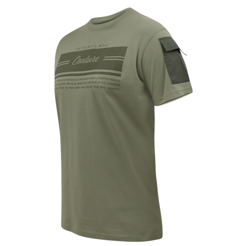D555 Yarwell Couture Printed T-Shirt With Sleeve Pocket Khaki