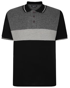 Bigdude Dobby Colour Block Polo Shirt Black