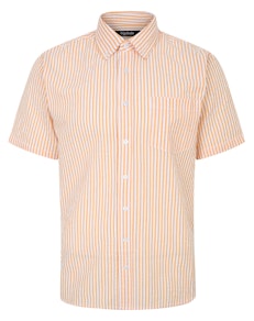 Bigdude Short Sleeve Seersucker Shirt Orange/White