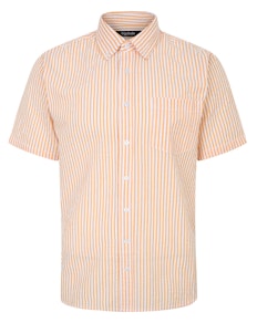 Bigdude Short Sleeve Seersucker Shirt Orange/White