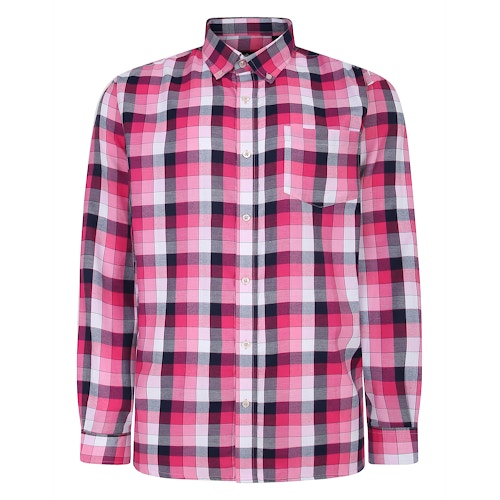 Bigdude Button Down Long Sleeve Check Shirt Pink