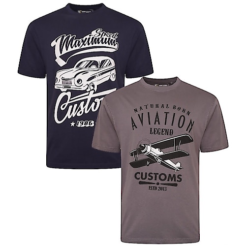 KAM Twin Pack Aviation/Customs T-Shirt Navy/Slate