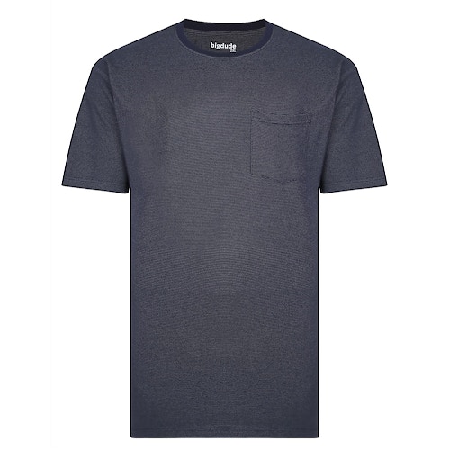 Bigdude Jacquard T-Shirt With Pocket Navy Tall