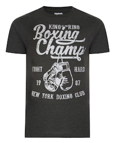 T-Shirt mit Bigdude-Boxchampion-Aufdruck, Anthrazit, groß