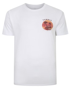 Bigdude Summer Palm Tree Print T-Shirt Weiß