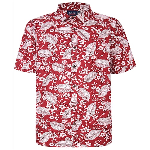 Espionage Floral/Leaf Print Shirt Red