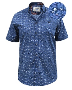 D555 Tristain All Over Print Short Sleeve Shirt Navy