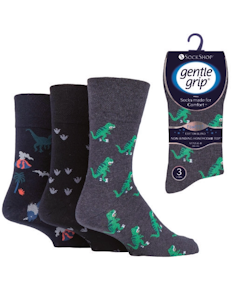 Gentle Grip Fun Feet Dinosaur Socks Blue