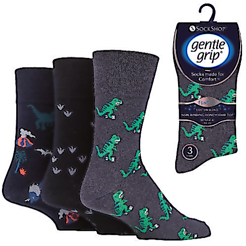 Gentle Grip Fun Feet Dinosaur Socks Blue