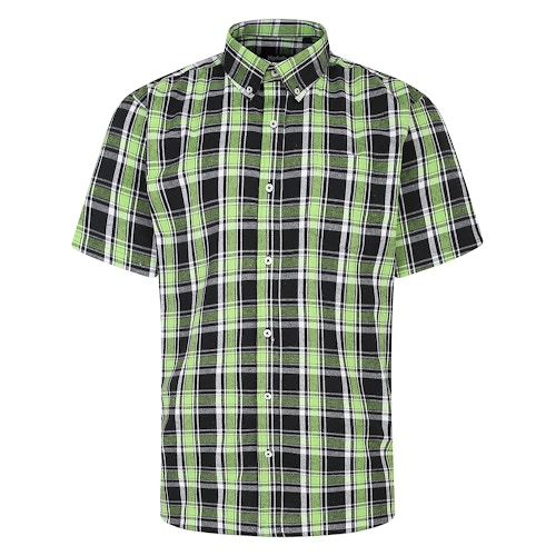 Bigdude Button Down Short Sleeve Check Shirt Green