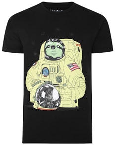 Bigdude Graphic Sloth Print T-Shirt Black