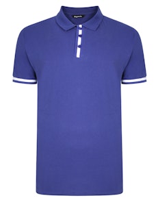 Bigdude Contrast Stripe Placket With Tipped Cuff Polo Shirt Cobalt Tall