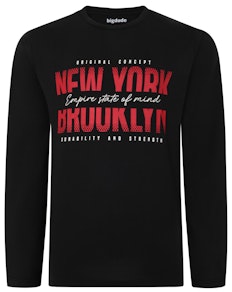 Bigdude New York Print Long Sleeve T-Shirt Black
