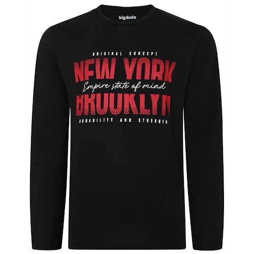 Bigdude New York Print Long Sleeve T-Shirt Black