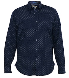 D555 Epping Micro All Over Print Long Sleeve Shirt Navy