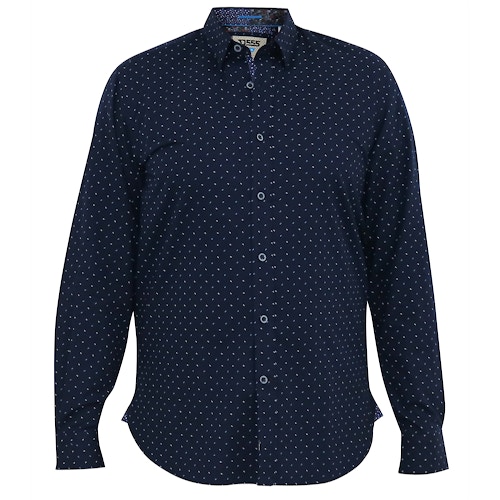 D555 Epping Micro All Over Print Long Sleeve Shirt Navy