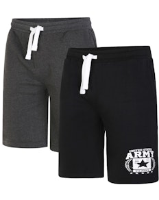 Bigdude Army Print Jogger Shorts Black/Charcoal Twin Pack