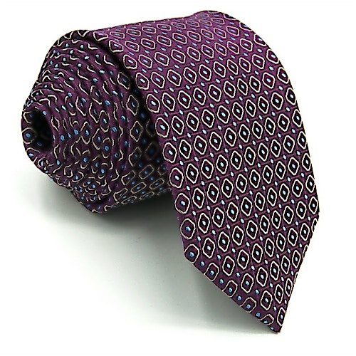 Extra Long Geometric Silk Tie Purple