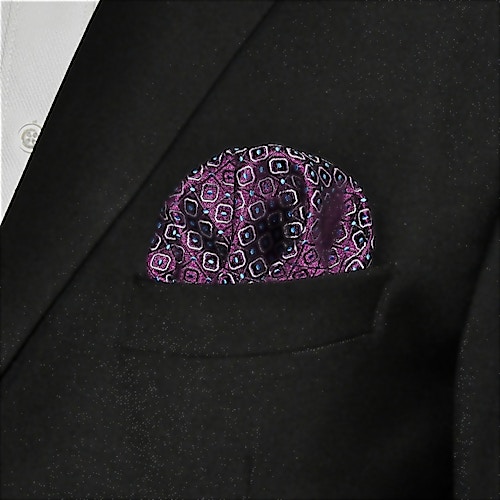 Silk Pocket Square Purple Geometric