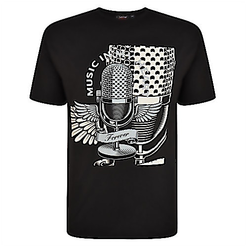 Espionage Musik Print T-Shirt Schwarz