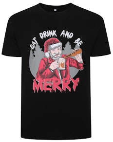 Bigdude Eat & Drink Weihnachts-T-Shirt Schwarz